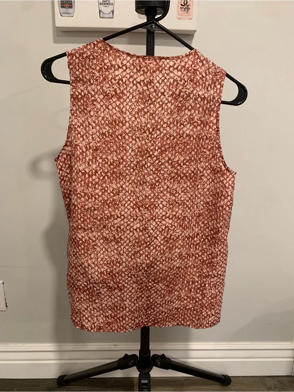 Michael Kors Sleeveless Rust Pink Printed Blouse - GB002